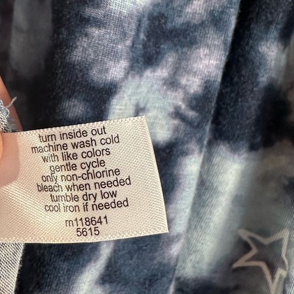 Lane Bryant Blue Tie Dye Star Babydoll Knit Stretchy Top - Picture 7 of 7